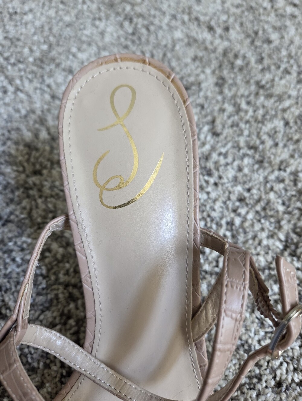 Sam Edelman Women's Doran Heeled Sandal Maple Sugar Croco Tan Nude Size 10 - Picture 3 of 11
